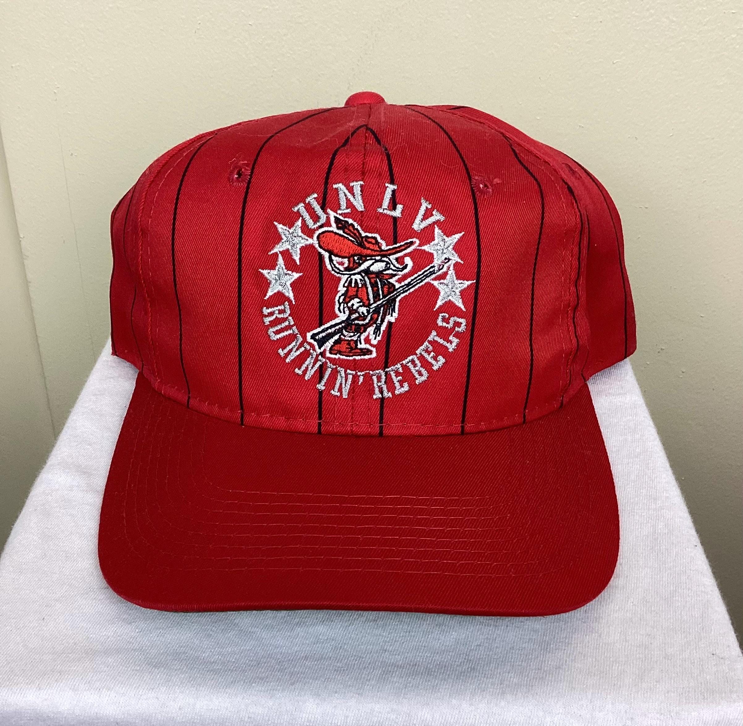 Vtg 90s UNLV Runnin Rebels Pinstripe Snapback Baseball Hat  VTG 90s UNLV Runnin\' Rebels Starter Melton Wool snapback Hat Gray/Red OSFA main image 0