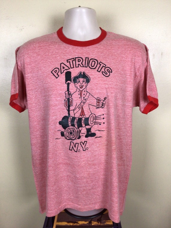 Vtg 70s Patriots N.Y. Ringer T-Shirt Heather Red … - image 2