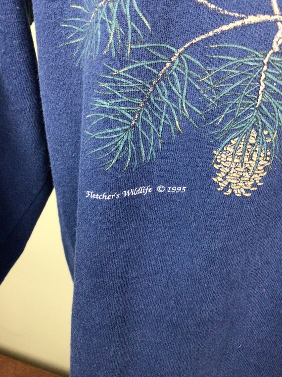 Vtg 1995 Wild Birds Long Sleeve T-Shirt Navy Blue… - image 4