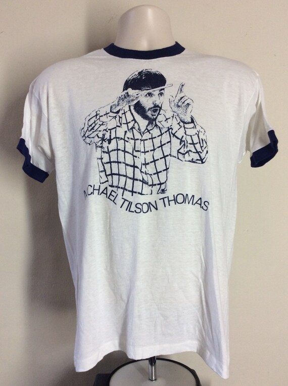 Vtg 70s Michael Tilson Thomas Ringer TShirt White M/L Etsy