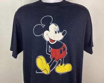 Vintage 1980s Black Mickey Mouse Tourist T Shirt LARGE - 80s Walt