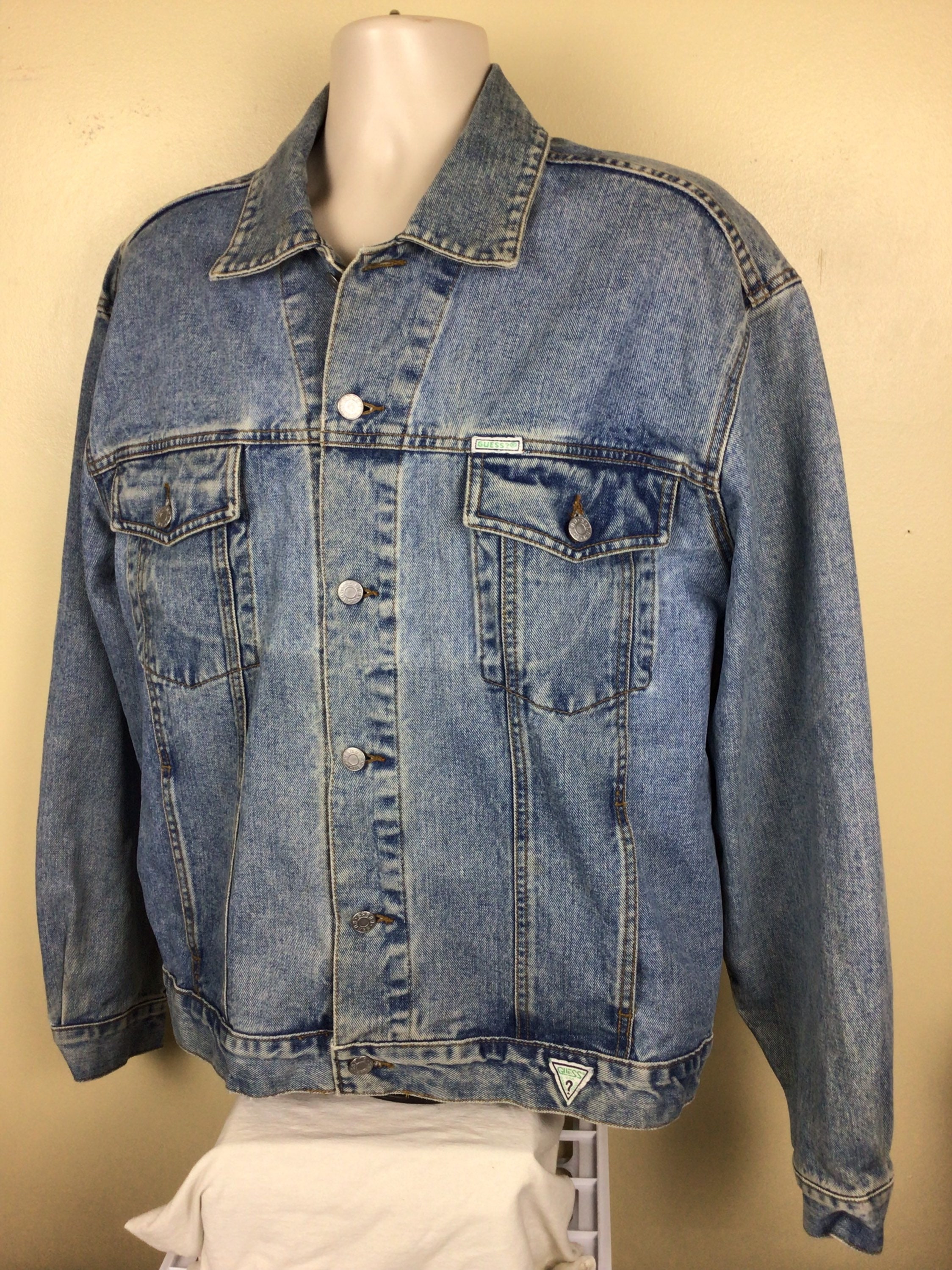 Vtg 90s Guess USA Denim Trucker Jacket Blue L Made in USA Jean - Etsy