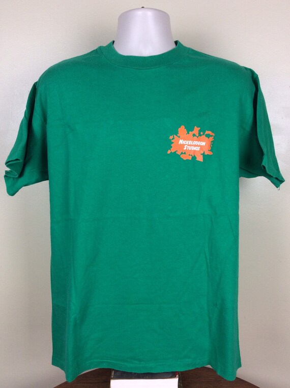 Vtg 1993 Nickelodeon Studios T-Shirt Green L/XL 9… - image 4