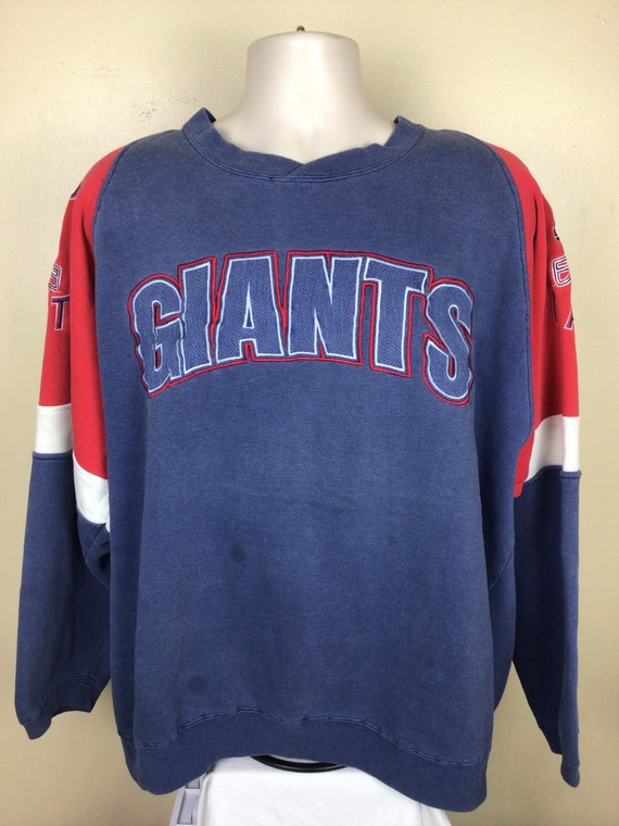 Vtg 90s New York Giants Embroidered Sweatshirt Bl… - image 2