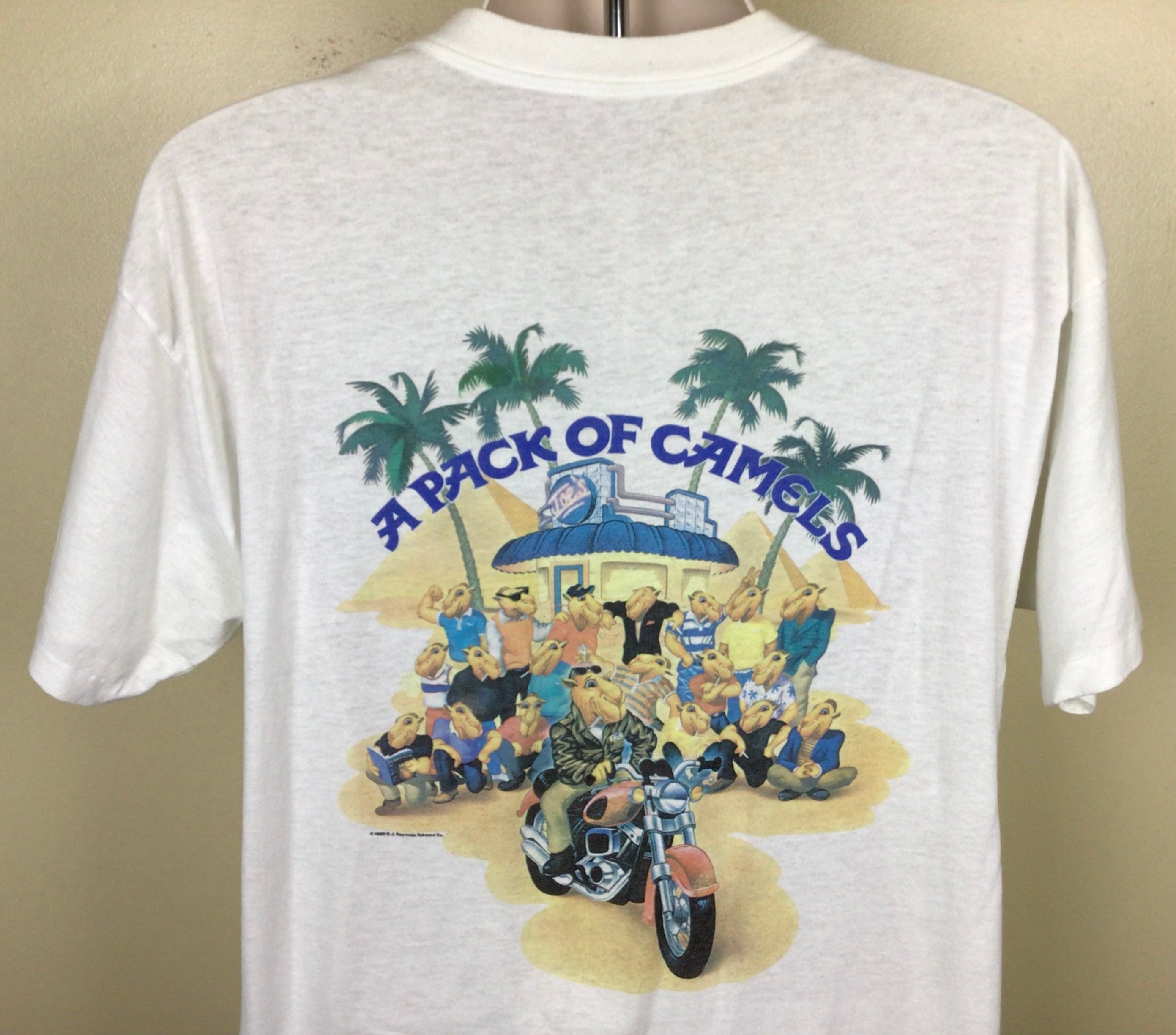Vtg 1990 Camel Cigarettes Pack Of Camels Camiseta con bolsillo 
