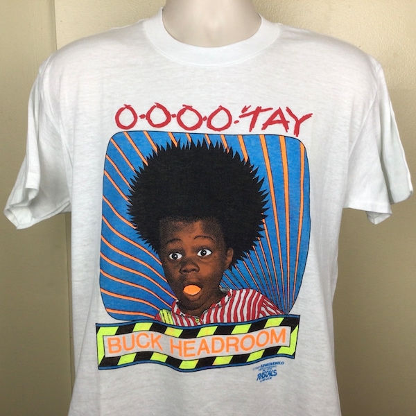 Vtg 1987 Buck Headroom T-Shirt White M/L 80s Little Rascals Buckwheat Max Headroom Pop Culture