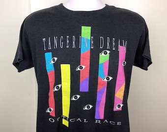 Vtg 1988 Tangerine Dream Optical Race Concert T-shirt White 80s