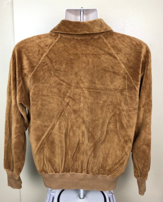 Vtg 70s Di Fini Velour Raglan Track Jacket Brown … - image 3