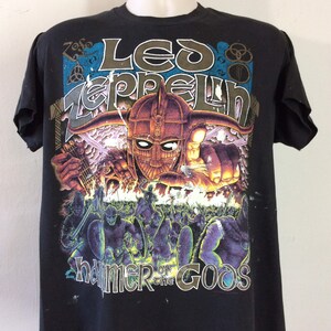 Vtg 1990 Led Zeppelin Hammer of the Gods T-shirt Black L 90s
