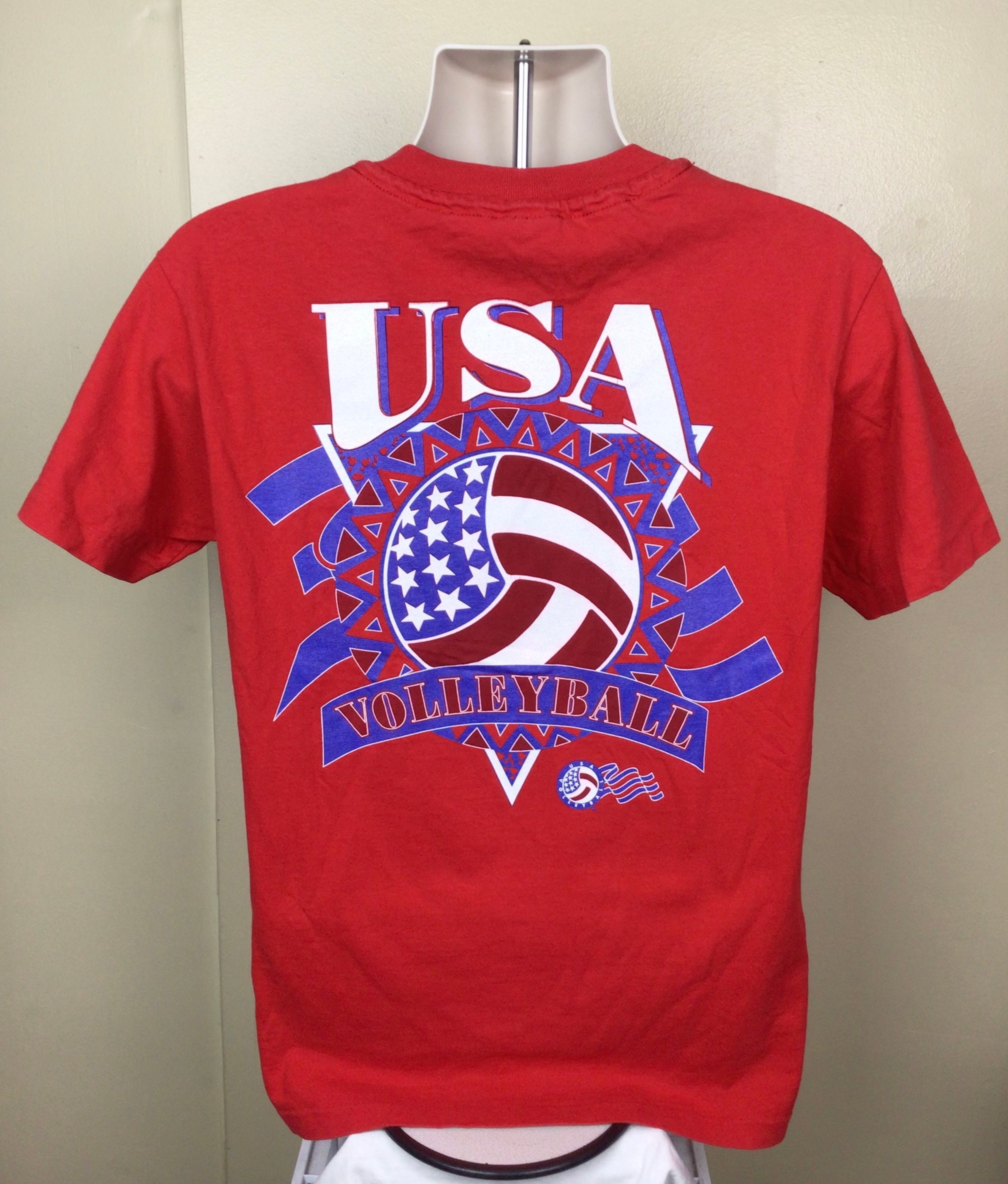 ビンテージレアUSA VOLLEYBALL CHAMPIONSHIPS T XL Vtg 90s Champion USA Volleyball T-shirt Red M Single Stitch Made