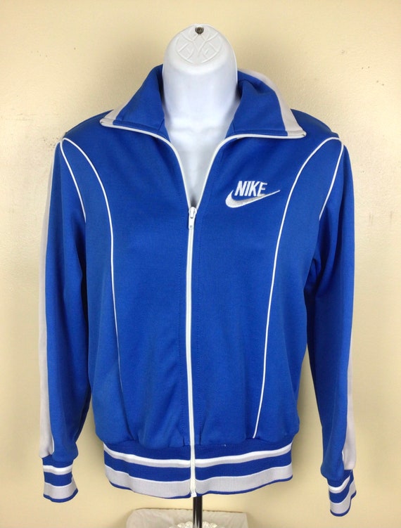 Vtg 70s Early 80s Nike Track Jacket Blue Womens Size S Piping