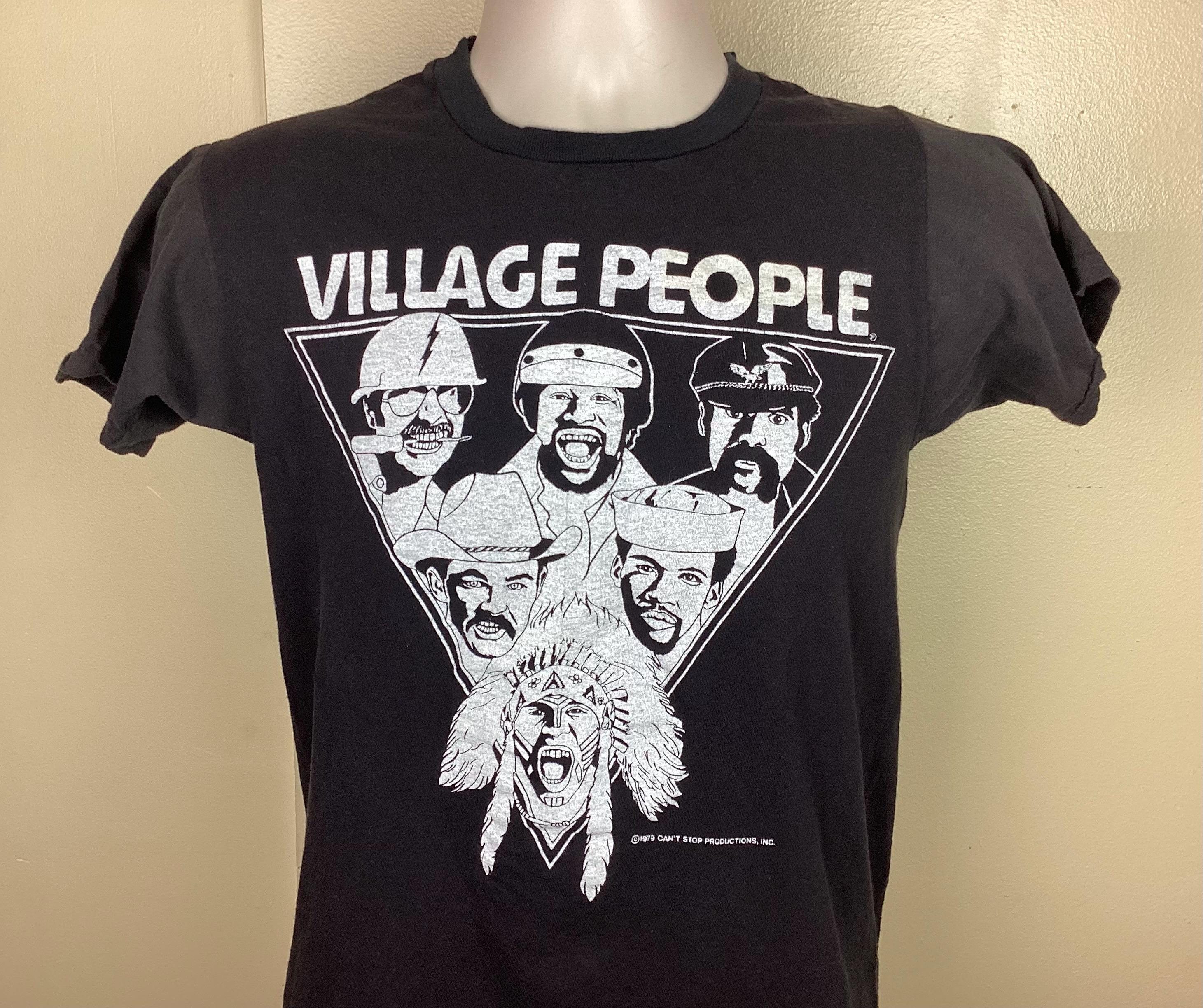 Vtg 1979 Village People T-shirt Black S/M 70s Disco Music Rock