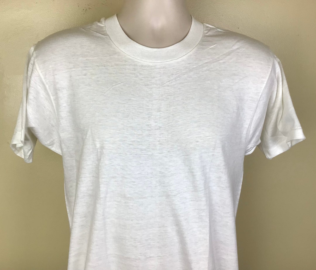 Vtg 70s Union Underwear Company Plain White Tshirt M/L Blank Fruit of