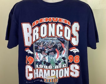 Vtg 1998 Denver Broncos AFC Champions T-shirt Blue 90s L 1999