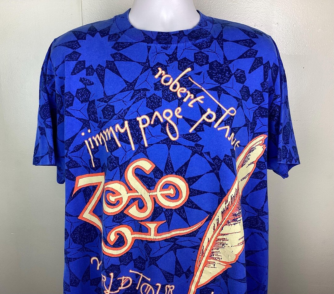 ZIZIページ　イサムノグチ Vintage 1995 Jimmy Page Robert Plant Concert T-shirt Blue XL 90s