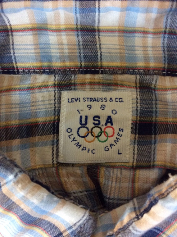 Vtg 1980 Levi’s Olympics Plaid Button Down Wester… - image 7