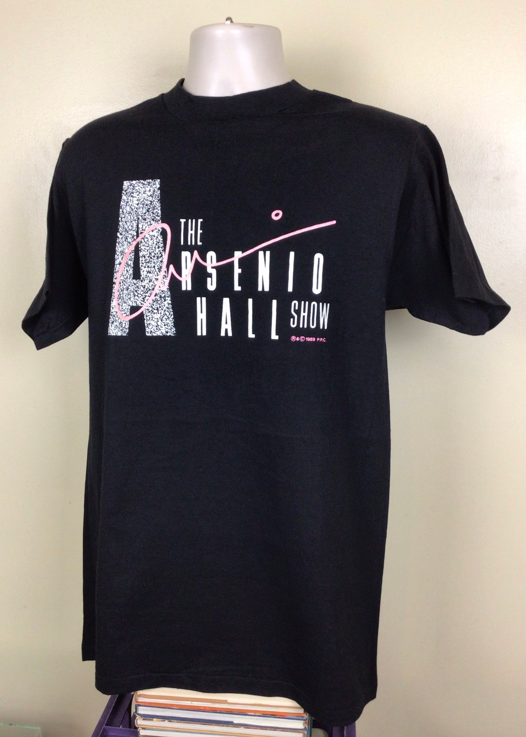 ヴィンテージ 1989 アーセニオ ホール ショー Tシャツ ブラック L 80 