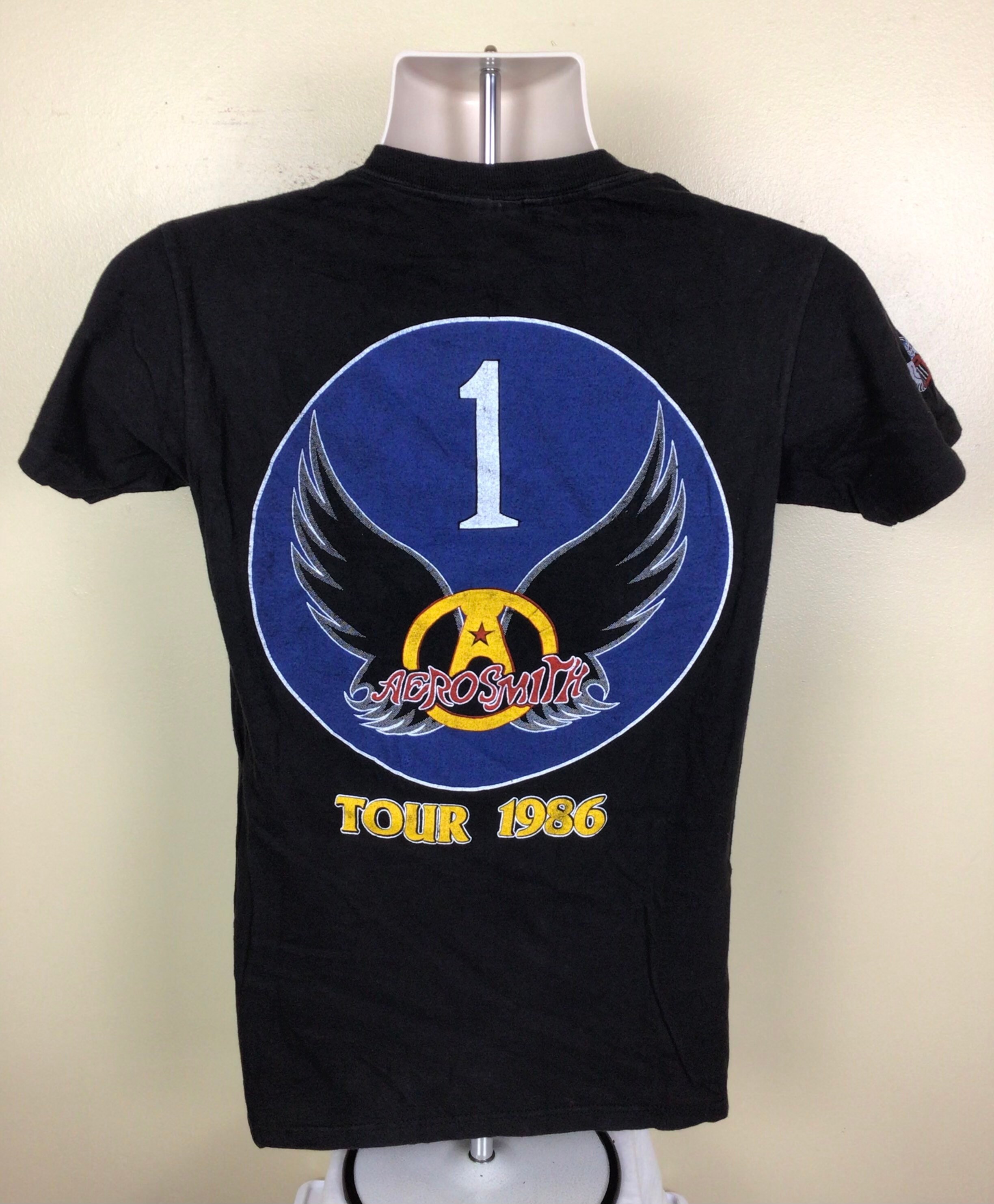 Aerosmith エアフォースワン Tシャツ M 86年ツアー Vtg 1986 Aerosmith Concert T-shirt Black M 80s Aero Force
