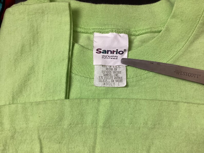 Vtg 1998 Sanrio Keroppi T-Shirt Green L 90s Japanese Animation Character Anime Japan Single Stitch Hello Kitty image 5