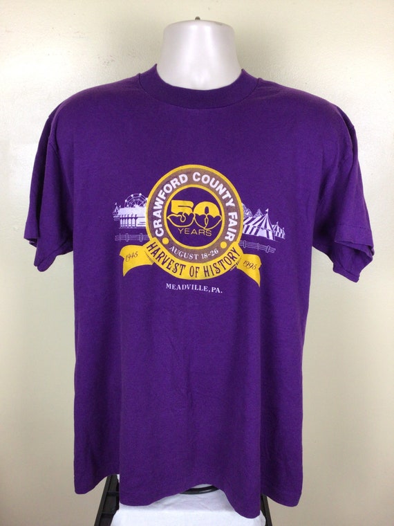 Vtg 1995 Crawford County Fair T-Shirt Purple L 90… - image 2