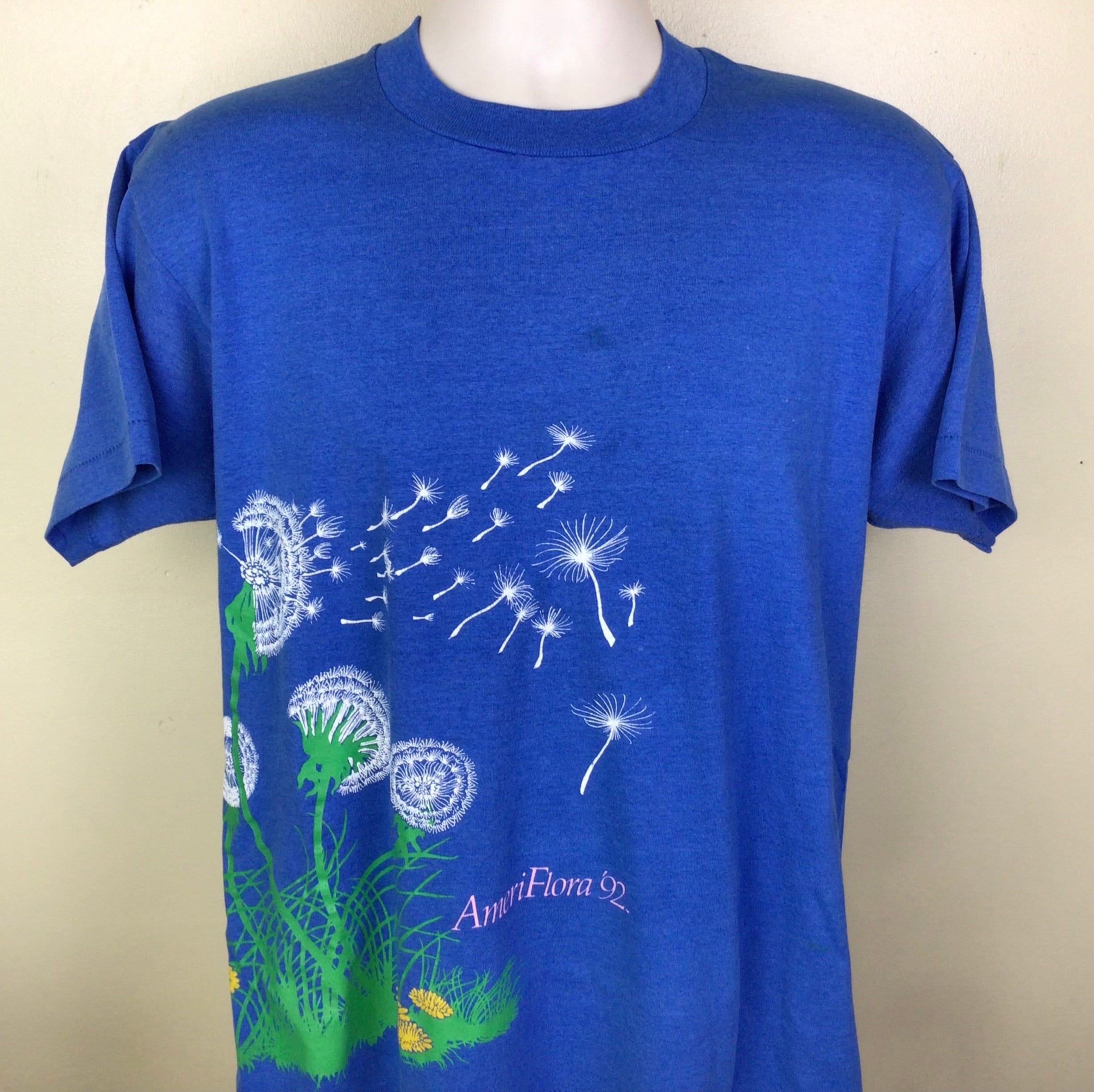 Vtg 1992 Ameriflora '92 T-shirt Blue M/L 90s Dandelions