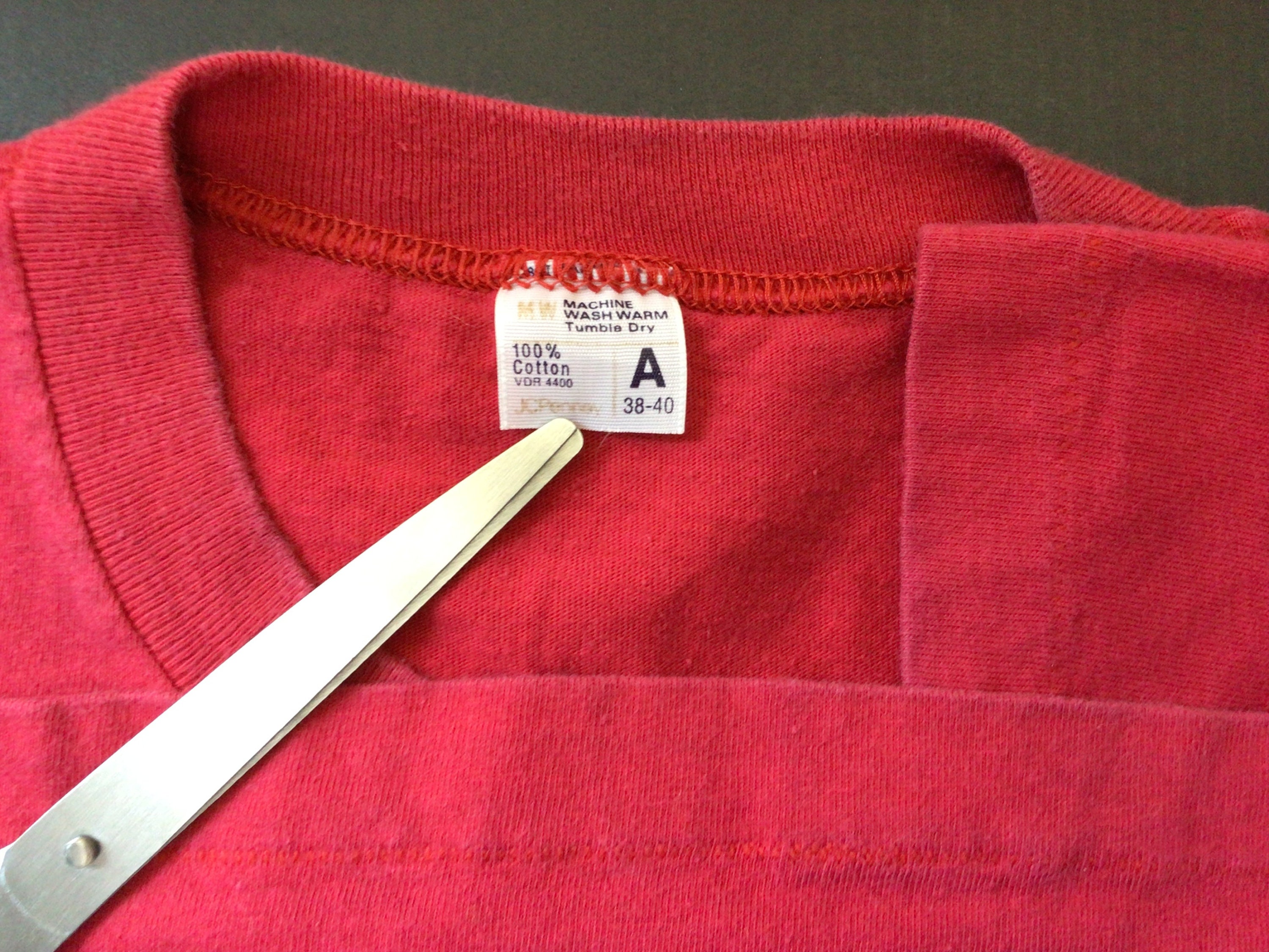 Vtg 70s 80s JC Penney Plain Red Pocket T-shirt M Blank Single