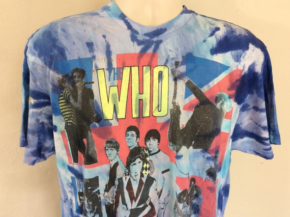 Vtg 1989 the Who Concert T-shirt Blue Tie Dye XL 80s L/XL 25th  