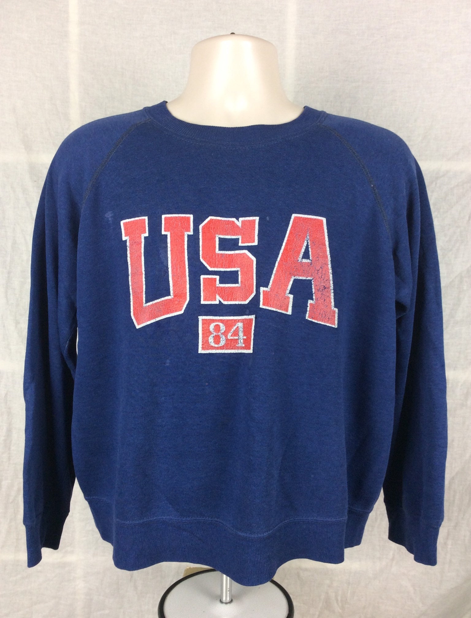 Vtg 1984 USA Raglan Sweatshirt Navy Blue L 80s Sportswear Crew | Etsy