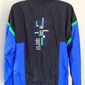 Vtg 80s Early 90s Le Coq Sportif Windbreaker Jacket Black Blue L French Sneaker Brand image 3