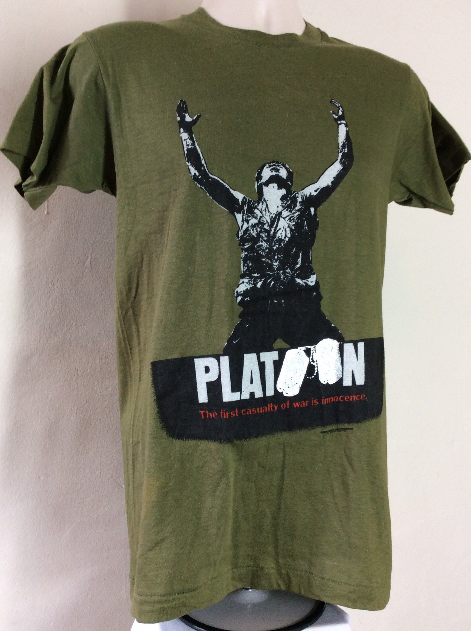 ヴィンテージ 1986 プラトーン 映画 Tシャツ グリーン XS/S 80年代 
