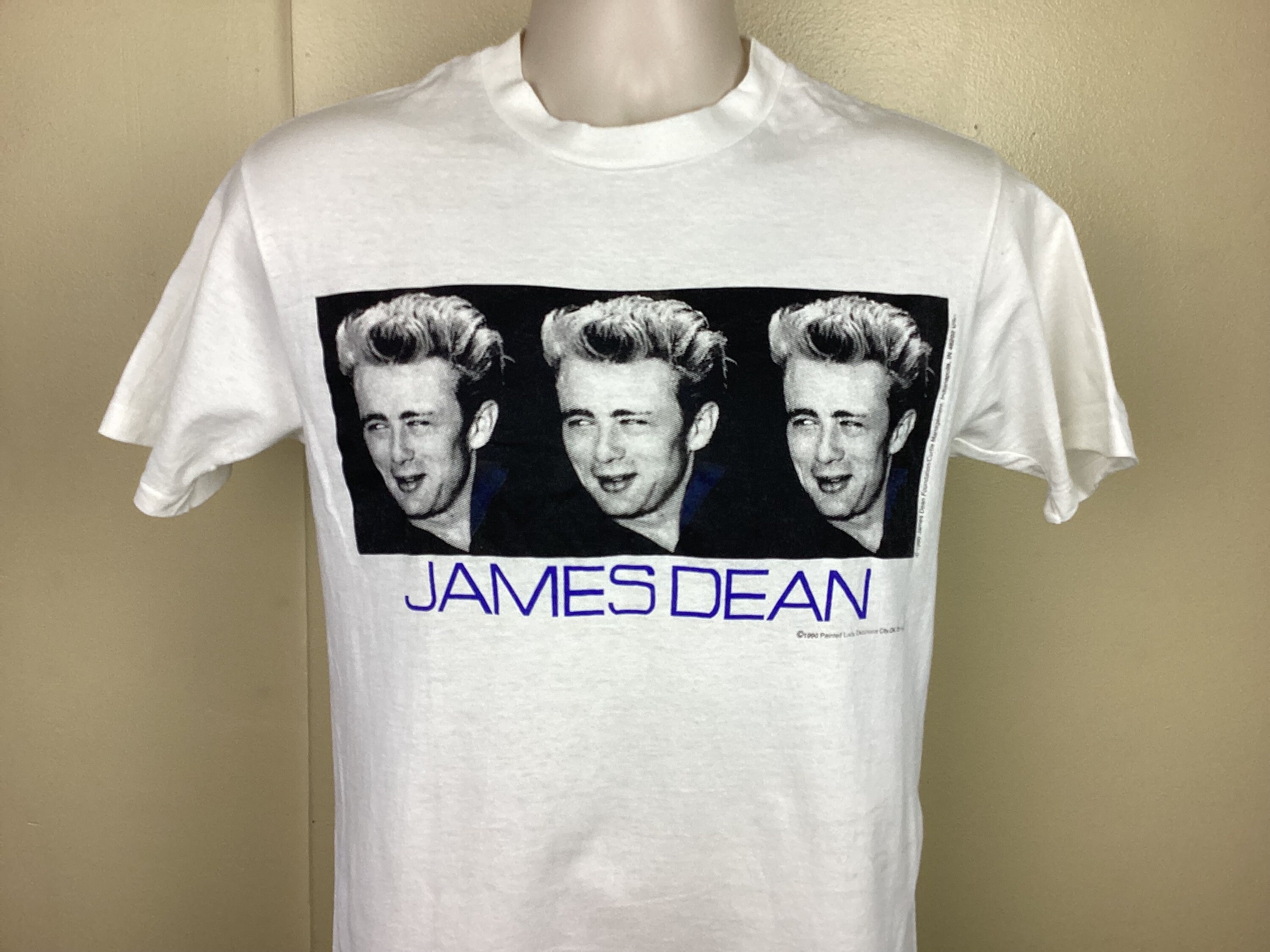 Vtg 1990 James Dean T-shirt White M 90s Hollywood Glam Movie Star