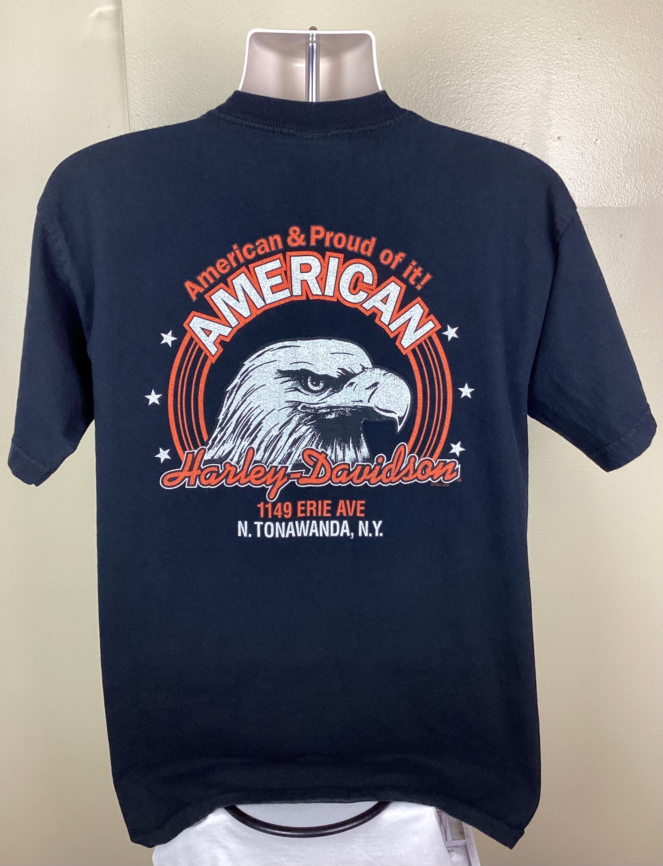 Vtg 2004 Harley Davidson Bald Eagle T-shirt Black L Y2K