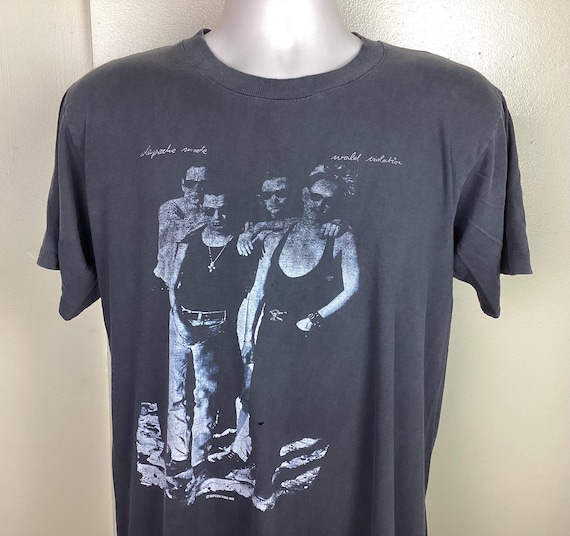 depeche MODE 90sバンドTシャツ Vtg 1990 Depeche Mode World Violation Concert T-shirt Faded