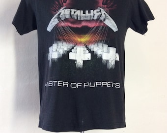 Vtg 80s Metallica Master Of Puppets T-Shirt XS/S Heavy Metal Thrash Spring Ford 50/50