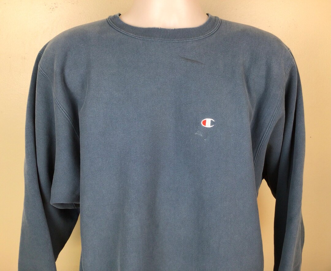 Vtg 90s Champion Reverse Weave Sweatshirt Blue XXL Made in USA