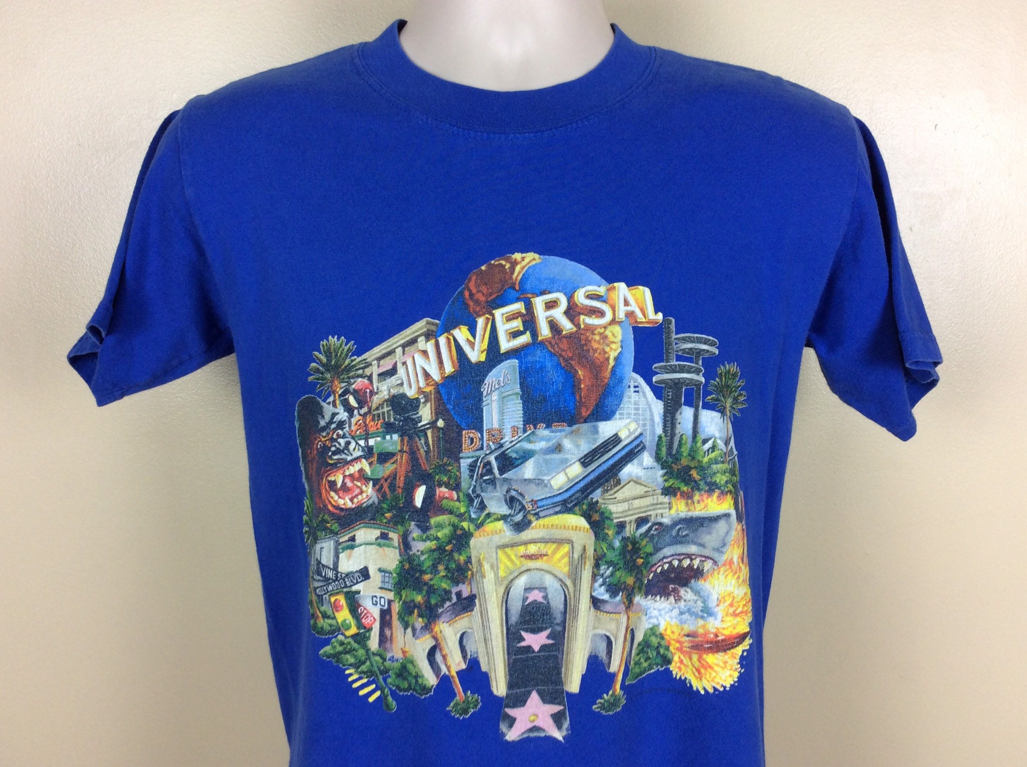 Vtg 90s Universal Studios T-shirt Blue S Theme Amusement Park