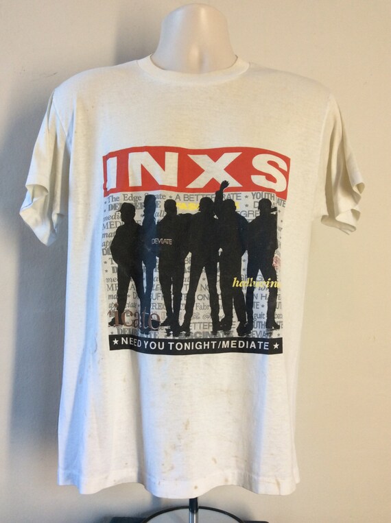 Vtg 1987 INXS Need You Tonight T-Shirt White L/XL