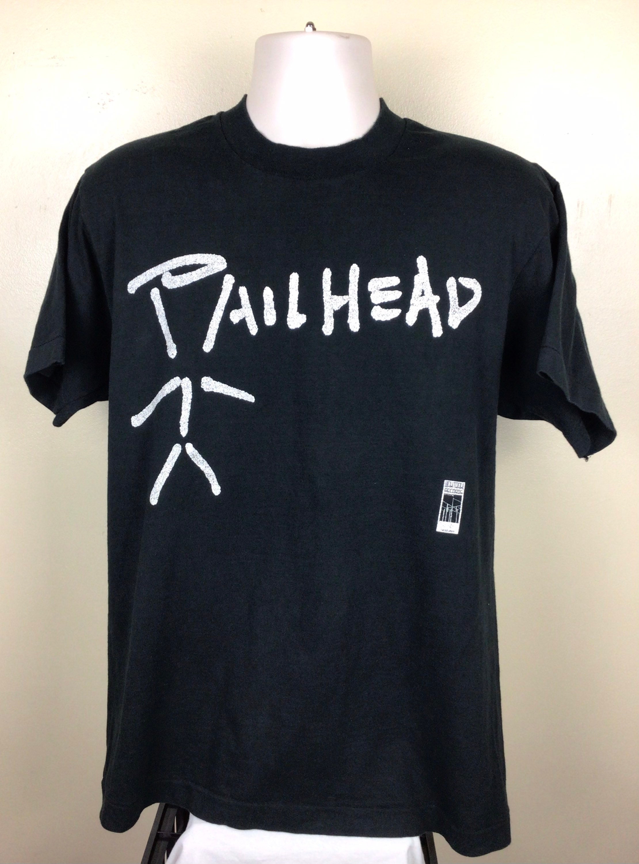 Vtg 80s 90s Pailhead T-shirt Black L Wax Trax Records Ministry Ian