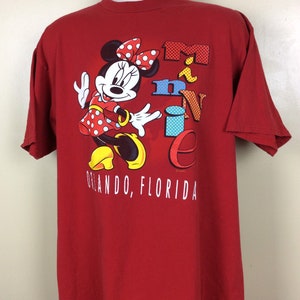 Vtg 90s Minnie Mouse Orlando Florida T-Shirt Red XL Mickey Unlimited Walt Disney World image 4