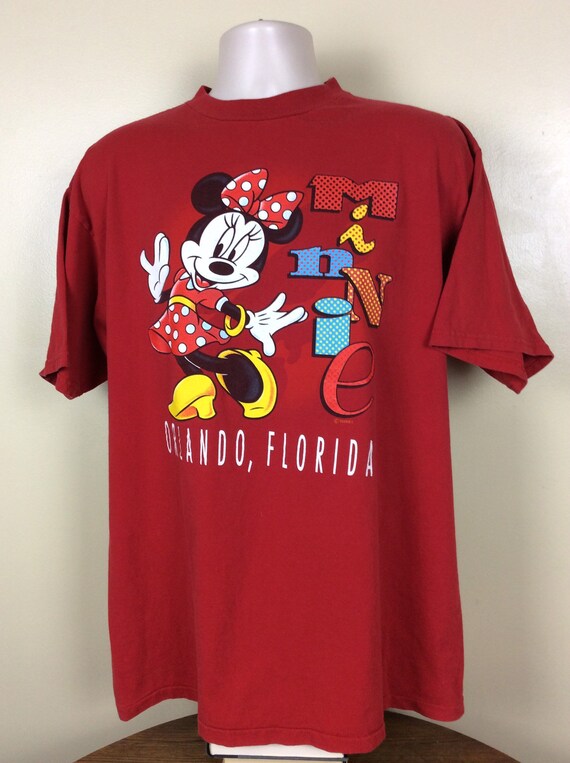 Vtg 90s Minnie Mouse Orlando Florida T-Shirt Red … - image 4