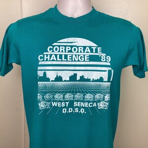 Vtg 1989 Corporate Challenge ‘89 West Seneca T-Shirt Teal Green S 80s Buffalo NY