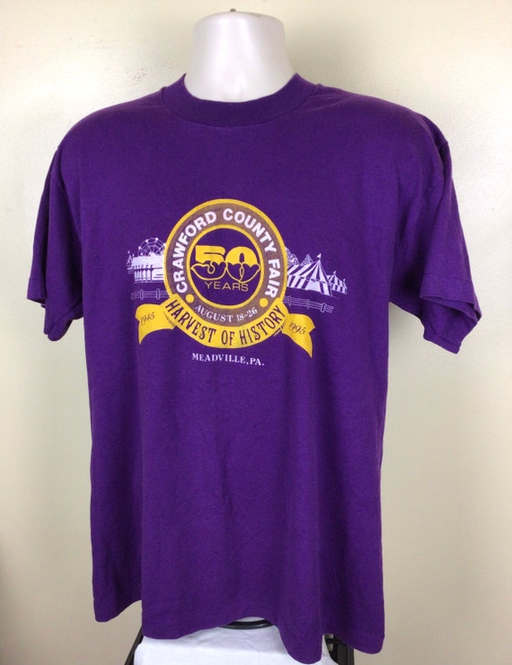 Vtg 1995 Crawford County Fair T-Shirt Purple L 90… - image 4