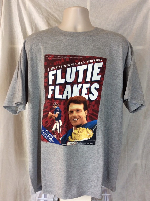 Vtg 90s Flutie Flakes T-Shirt Heather Gray XL Buff