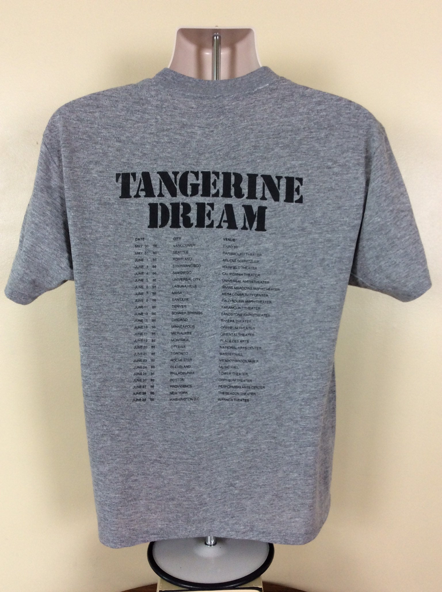 Vtg 1986 Tangerine Dream Concert T-shirt Heather Gray L/XL