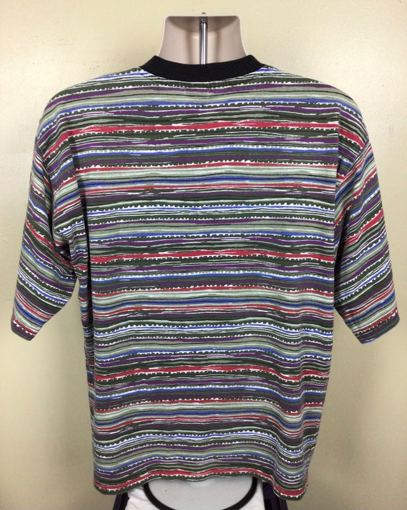 Vtg 80s 90s OP Ocean Pacific Striped T-Shirt M/L … - image 3