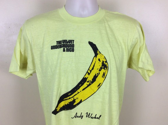 Vtg 80s the Velvet Underground and Nico T-shirt M/L Yellow Andy