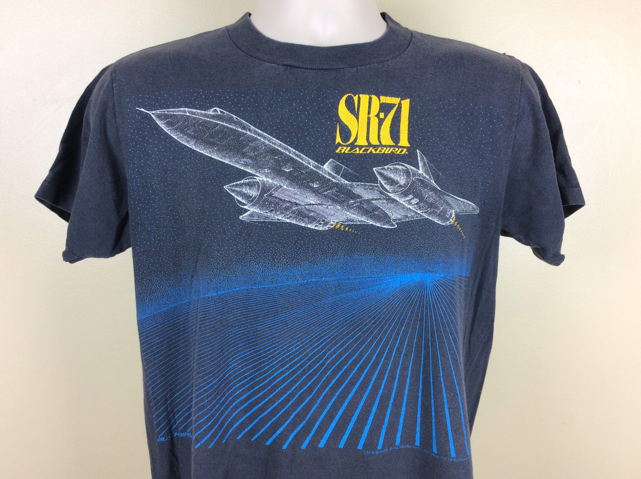 Oblada オブラダ　BLACKBIRD SR-71 Tシャツ Vtg 1988 Blackbird SR-71 T-shirt Black M Oneita Stealth Jet