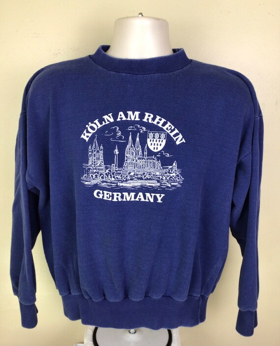 Vtg 70s 80s Koln Am Rhein Crewneck Sweatshirt Blu… - image 2