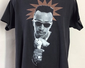 Vtg 1992 MC Hammer Camiseta Preta L/XL 90s Hip Hop Rap Pop Music Rapper