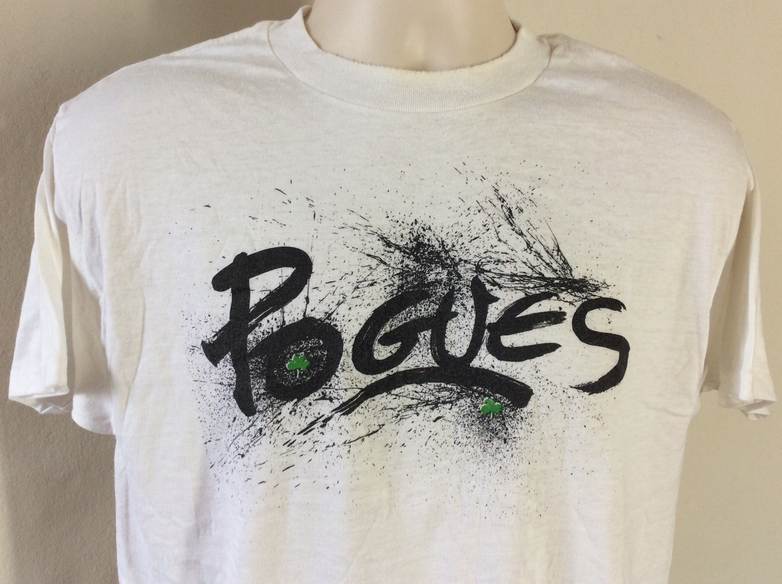 Vtg 1987 The Pogues Concert T-Shirt White 80s Ireland Irish Punk 